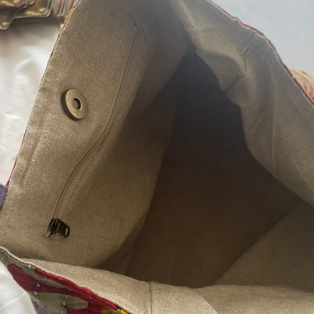 Kantha vintage hand stitched Colorful Patchwork Tote Bag - Picture 4 of 8